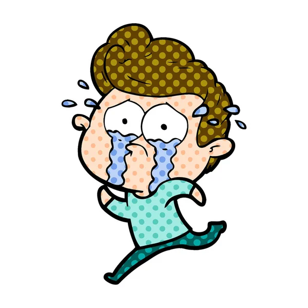 Cartoon Crying Man Running — Stock Vector