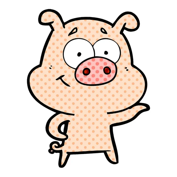 Vector Illustration Cartoon Pig — Stock Vector