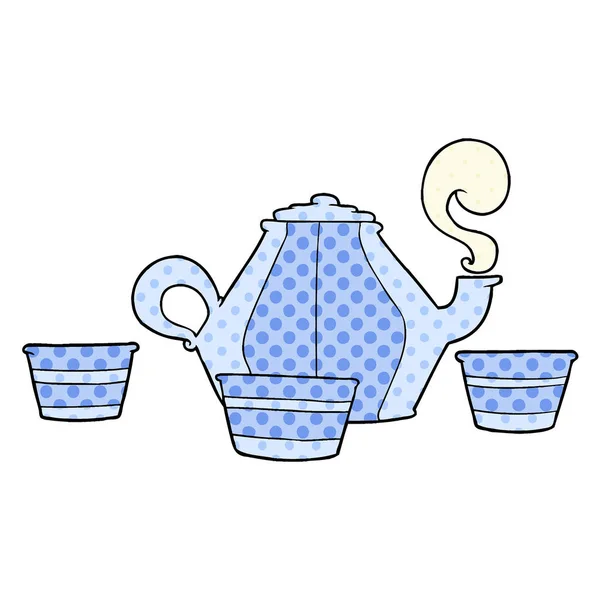 Cartoon Teapot Cups — Stock Vector