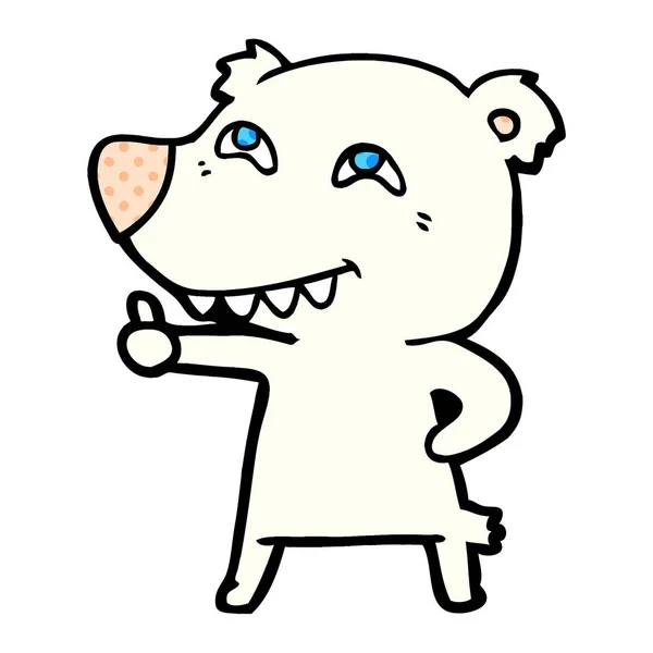 Cartone Animato Orso Polare Dando Pollice Segno — Vettoriale Stock
