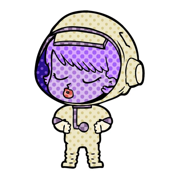 Dibujos Animados Chica Astronauta Bonita — Vector de stock