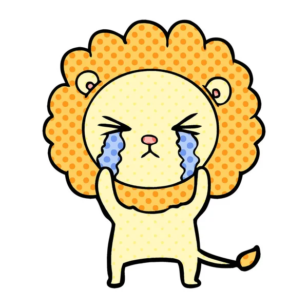 Vector Illustration Cartoon Crying Lion — Stock Vector