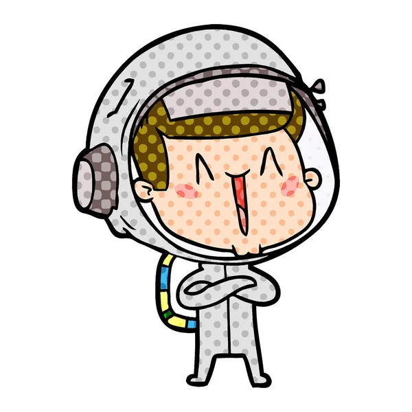 Illustration Vectorielle Astronaute Heureux Dessin Animé — Image vectorielle