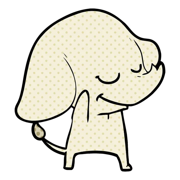 Ilustração Vetorial Desenho Animado Elefante Sorridente — Vetor de Stock