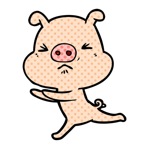 Desene Animate Enervat Porc Rulare — Vector de stoc