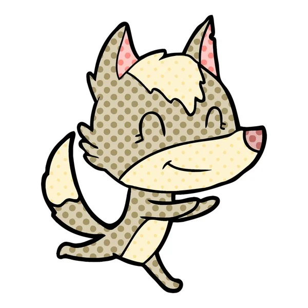 Freundlicher Zeichentrickwolf Läuft — Stockvektor