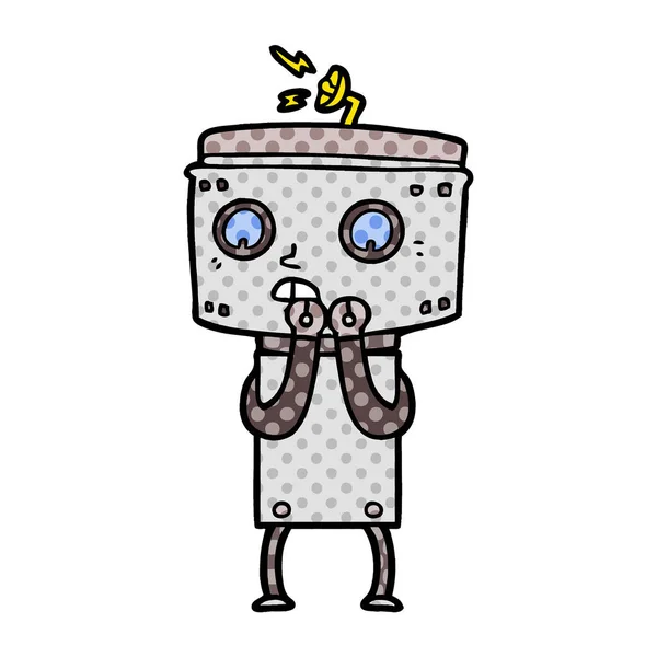 Ilustración Vectorial Robot Dibujos Animados Nerviosos — Archivo Imágenes Vectoriales