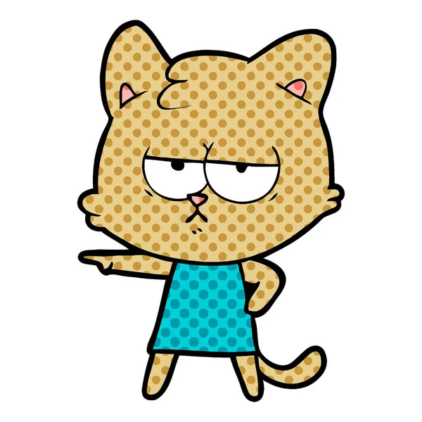 指している退屈漫画猫 — ストックベクタ