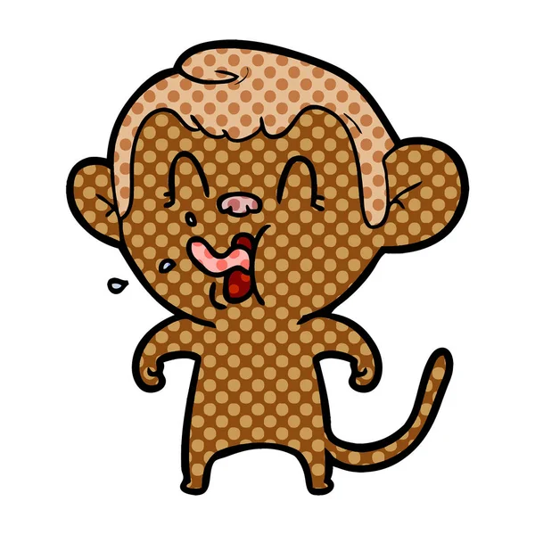 Vector Illustration Cartoon Monkey Showing Tongue Isolated White — Stock Vector