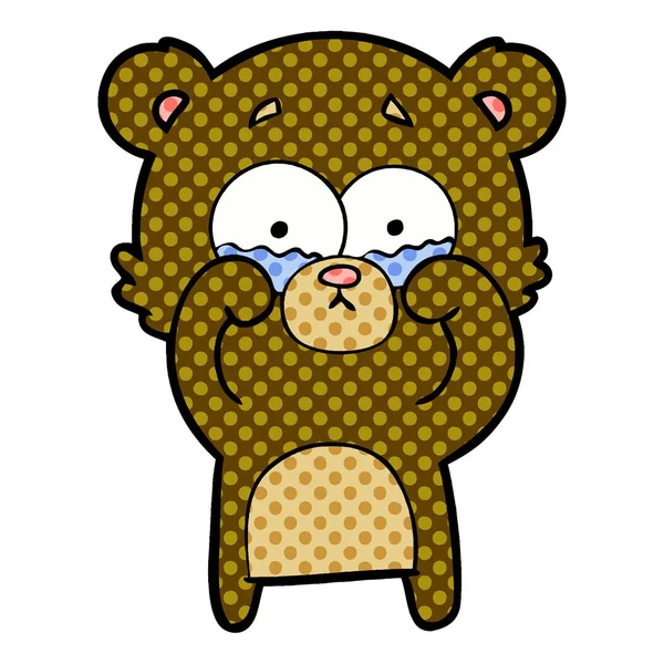 Vector Ilustración Dibujos Animados Llanto Oso — Vector de stock