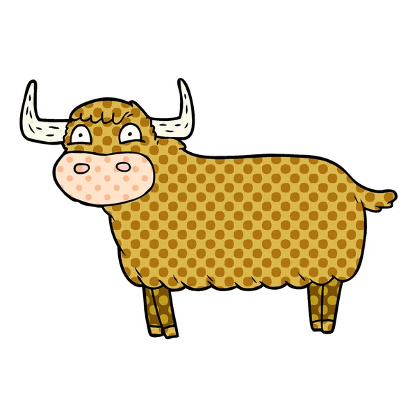 Εικονογράφηση Διάνυσμα Highland Κινούμενα Σχέδια Αγελάδα — Διανυσματικό Αρχείο