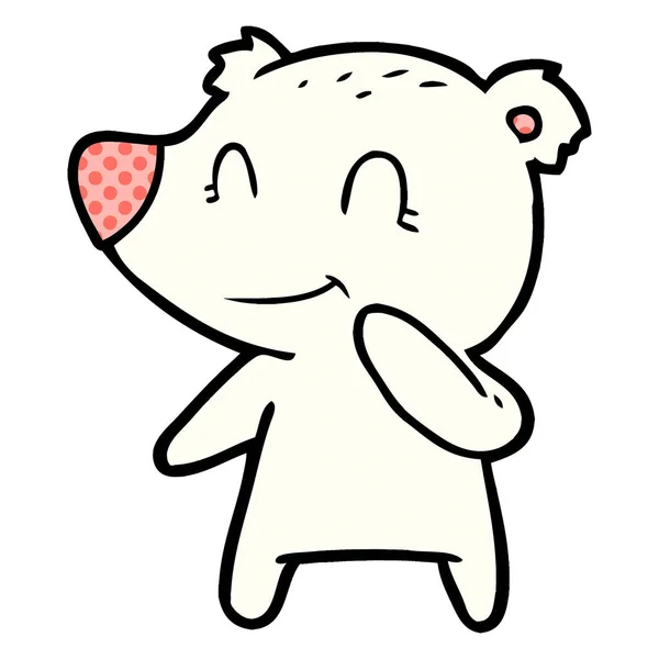 Sorridente Cartone Animato Orso Polare — Vettoriale Stock