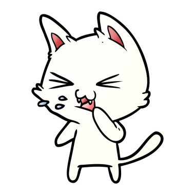 vektör çizim karikatür kedi tıslama