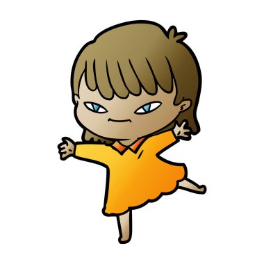 Çizgi filmdeki kadının vektör çizimi