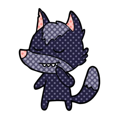 vektör çizim dostu karikatür kurt