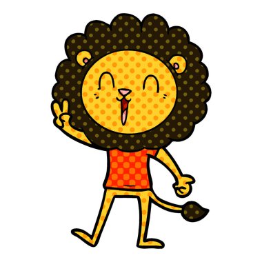 barış işareti veren aslan gülüyor