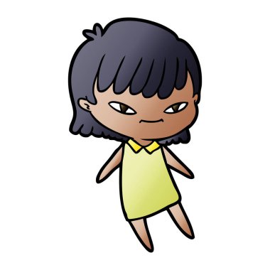 Çizgi filmdeki kadının vektör çizimi