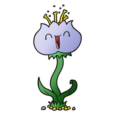 sevimli çizgi çiçek vektör çizim