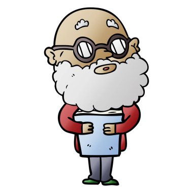 çizgi film meraklı adam sakal ve gözlük