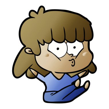 vektör çizim karikatür kız ıslık