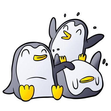 mutlu karikatür penguen vektör çizim