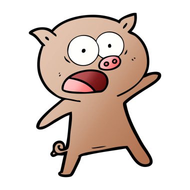 vektör çizim karikatür domuz bağırarak
