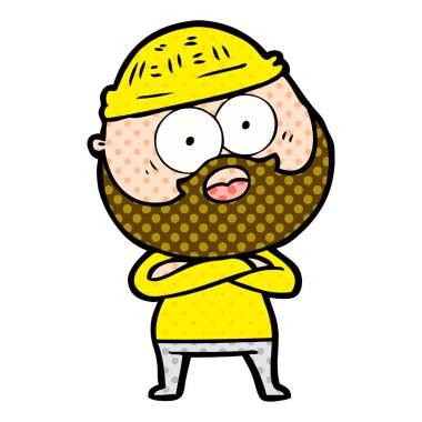 şaşırmış sakallı adam çizgi film