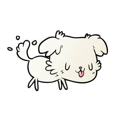 sevimli çizgi köpek kuyruk sallama