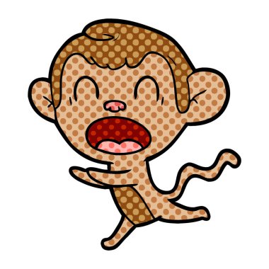 bağırarak karikatür maymun vektör çizim