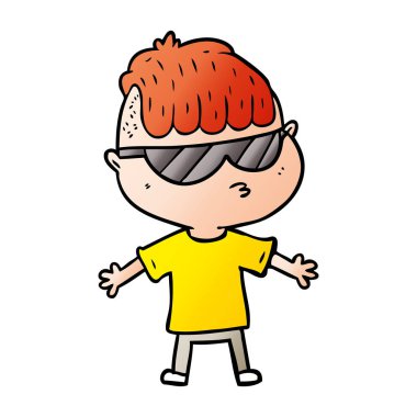 çizgi film çocuk güneş gözlüğü takıyor
