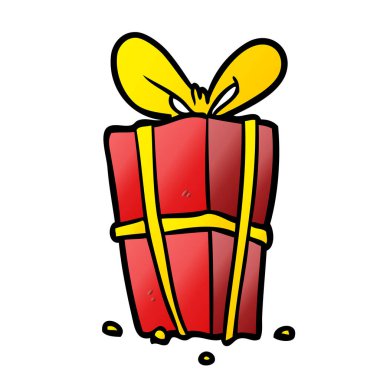 Noel hediyesi yay ile sarılmış çizgi film