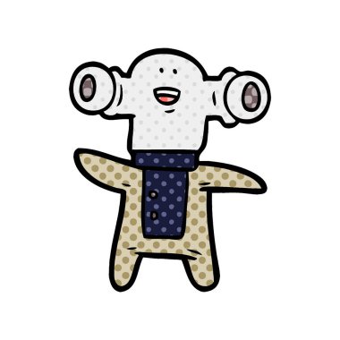 Dostu karikatür uzaylı vektör çizim