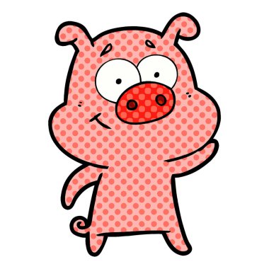 mutlu karikatür domuz vektör çizim