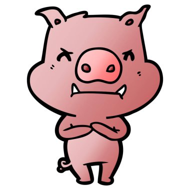 kızgın çizgi film domuz vektör çizim