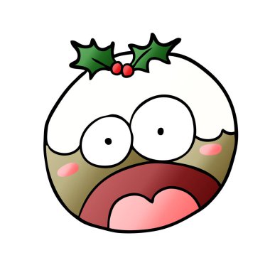 karikatür Noel pudingi şok yüz