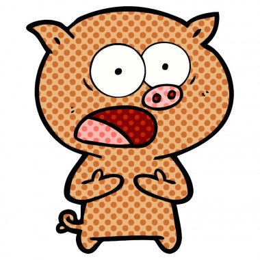 vektör çizim karikatür domuz bağırarak