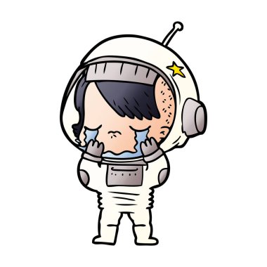 ağlayan astronot kız çizgi film