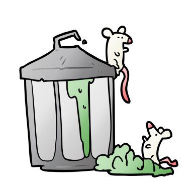 çizgi film eski metal çöp kutusu fareler ile