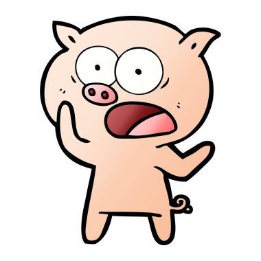 vektör çizim karikatür domuz bağırarak