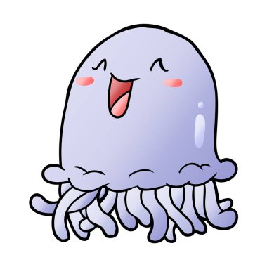 mutlu karikatür denizanası vektör çizim