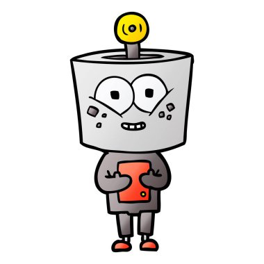 mutlu karikatür robot vektör çizim