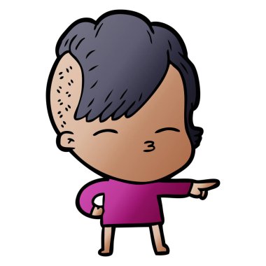 çizgi film kız gözlerini kısarak vektör çizim