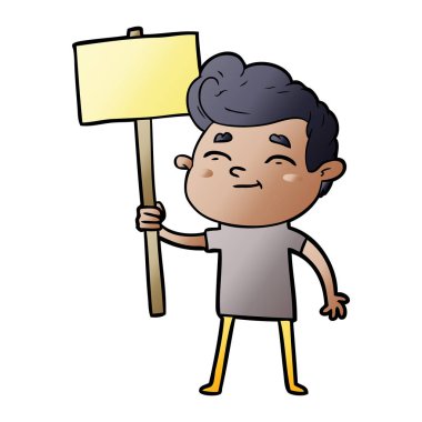 mutlu çizgi film adam işareti ile