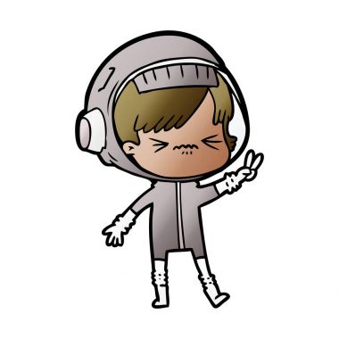 iki parmak tutan kızgın çizgi film alan kız