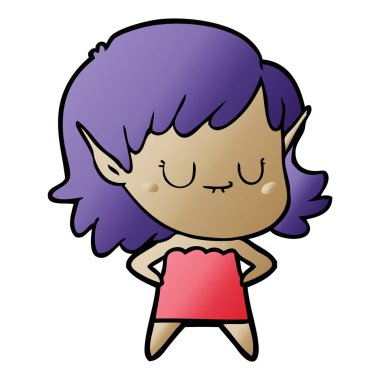 mutlu karikatür elf kızı