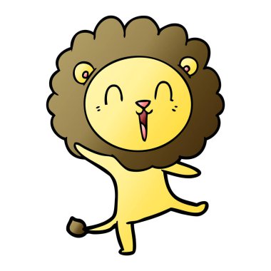 Aslan karikatür gülen vektör çizim