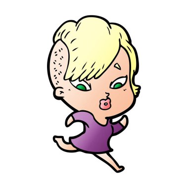 vektör çizim karikatür sürpriz kız