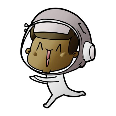 mutlu karikatür astronot vektör çizim