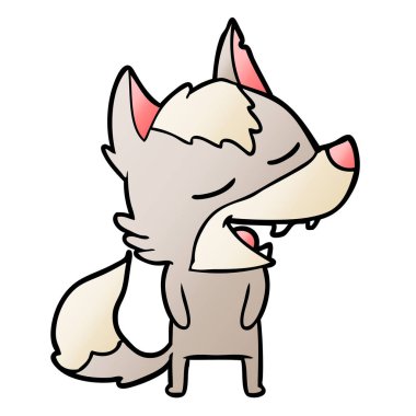 vektör çizim karikatür kurt gülen