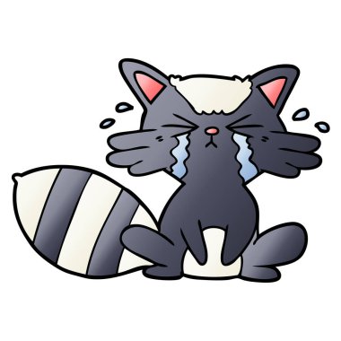 vektör çizim karikatür Rakun ağlama